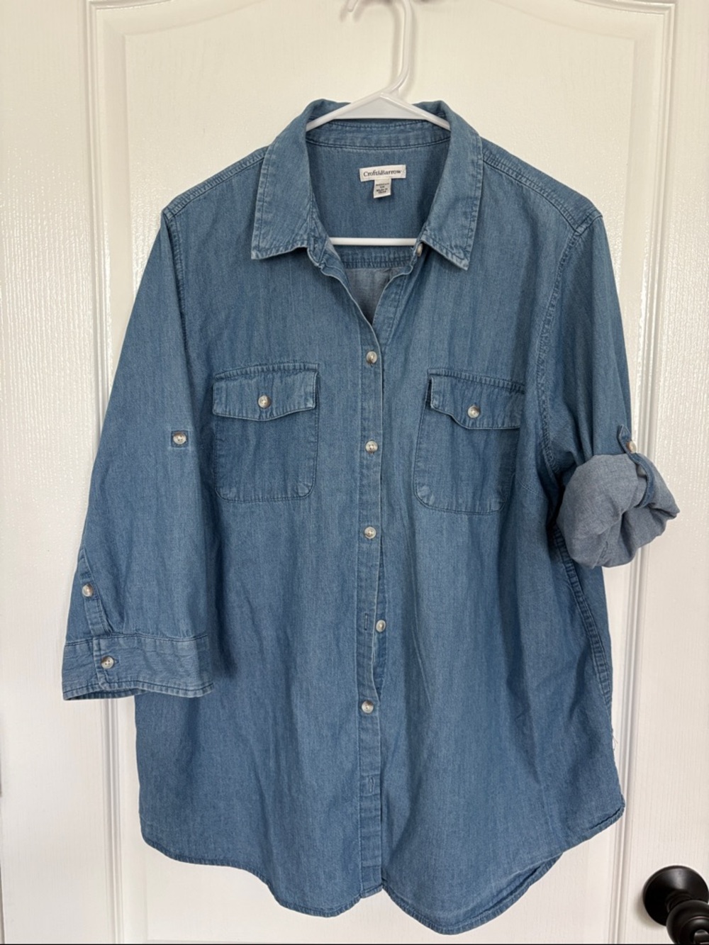 croft & barrow Medium Wash Denim Shirt - Blue